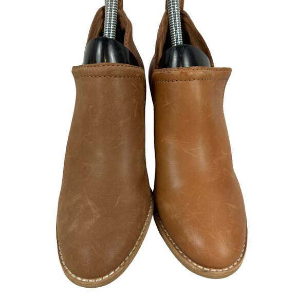 Jeffrey Campbell Rosalee Tan Leather Ankle Booties Stacked Block Heel Size 5 - Picture 4 of 9